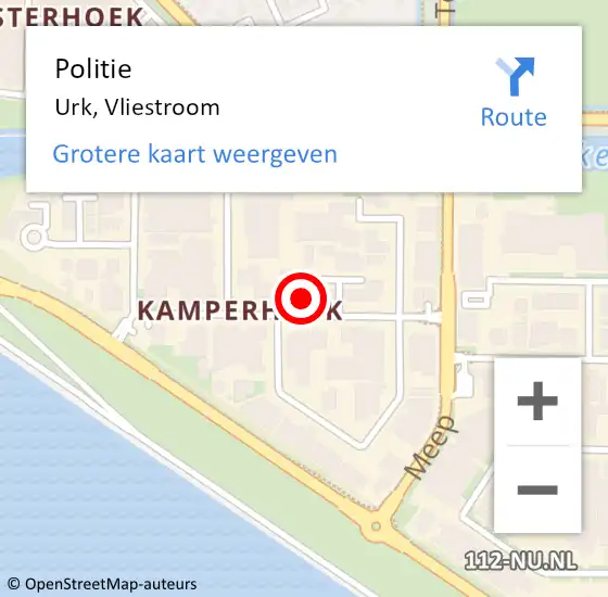 Locatie op kaart van de 112 melding: Politie Urk, Vliestroom op 21 juni 2021 05:24