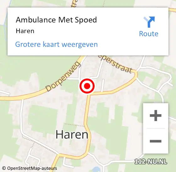 Locatie op kaart van de 112 melding: Ambulance Met Spoed Naar Haren op 21 juni 2021 05:37