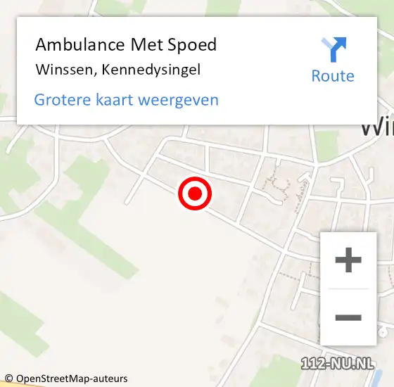 Locatie op kaart van de 112 melding: Ambulance Met Spoed Naar Winssen, Kennedysingel op 21 juni 2021 05:42