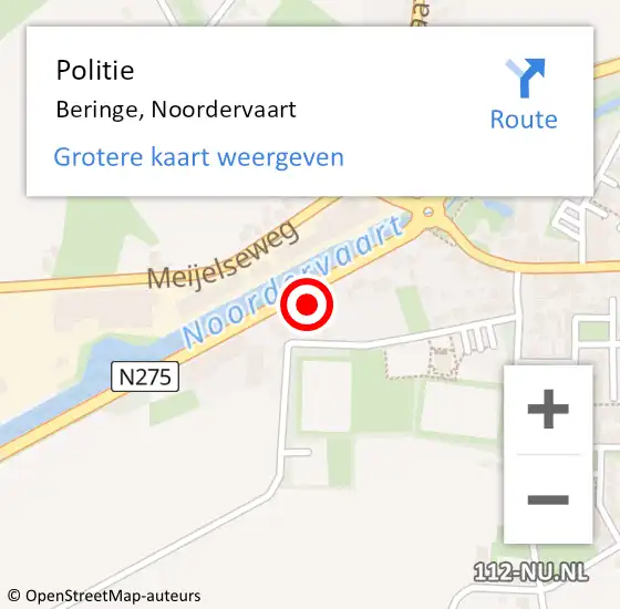 Locatie op kaart van de 112 melding: Politie Beringe, Noordervaart op 21 juni 2021 05:51