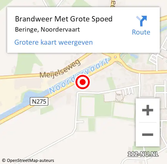 Locatie op kaart van de 112 melding: Brandweer Met Grote Spoed Naar Beringe, Noordervaart op 21 juni 2021 05:51