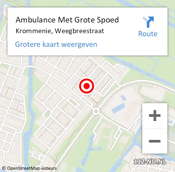 Locatie op kaart van de 112 melding: Ambulance Met Grote Spoed Naar Krommenie, Weegbreestraat op 21 juni 2021 06:49