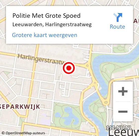 Locatie op kaart van de 112 melding: Politie Met Grote Spoed Naar Leeuwarden, Harlingerstraatweg op 21 juni 2021 07:13