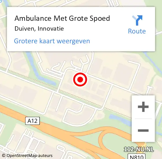 Locatie op kaart van de 112 melding: Ambulance Met Grote Spoed Naar Duiven, Innovatie op 21 juni 2021 07:13