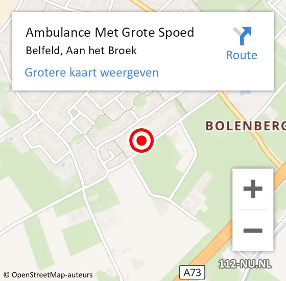 Locatie op kaart van de 112 melding: Ambulance Met Grote Spoed Naar Belfeld, Aan het Broek op 21 juni 2021 07:53