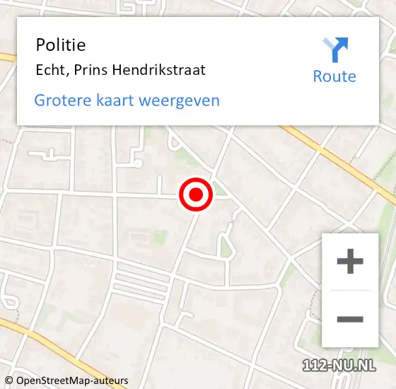 Locatie op kaart van de 112 melding: Politie Echt, Prins Hendrikstraat op 21 juni 2021 08:41