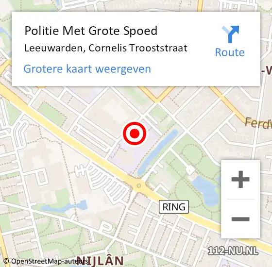 Locatie op kaart van de 112 melding: Politie Met Grote Spoed Naar Leeuwarden, Cornelis Trooststraat op 21 juni 2021 08:56