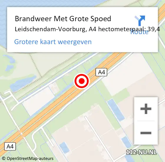 Locatie op kaart van de 112 melding: Brandweer Met Grote Spoed Naar Leidschendam-Voorburg, A4 hectometerpaal: 39,4 op 21 juni 2021 08:59