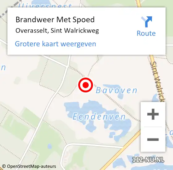 Locatie op kaart van de 112 melding: Brandweer Met Spoed Naar Overasselt, Sint Walrickweg op 21 juni 2021 09:15