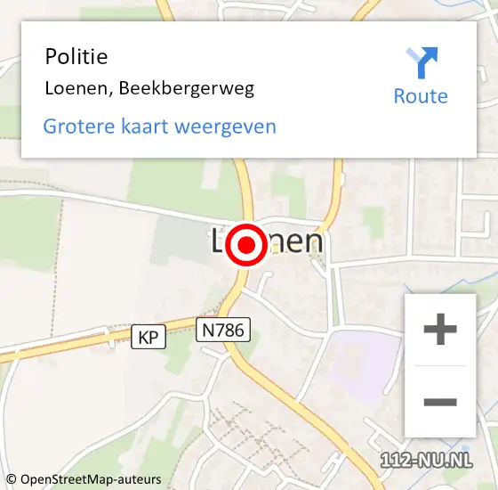 Locatie op kaart van de 112 melding: Politie Loenen, Beekbergerweg op 21 juni 2021 09:37