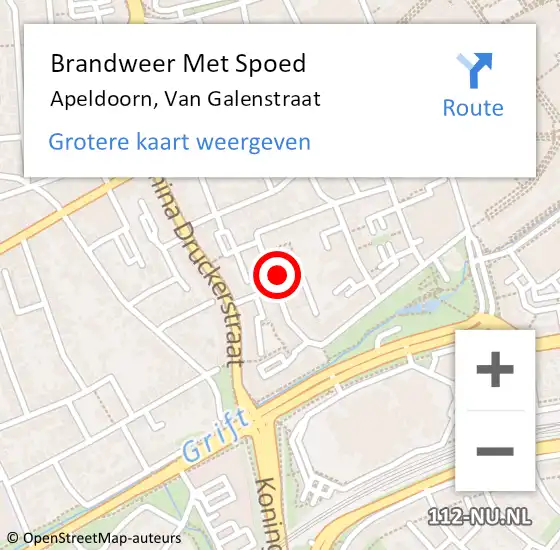 Locatie op kaart van de 112 melding: Brandweer Met Spoed Naar Apeldoorn, Van Galenstraat op 21 juni 2021 09:47