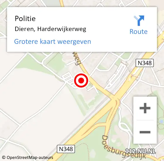 Locatie op kaart van de 112 melding: Politie Dieren, Harderwijkerweg op 21 juni 2021 09:57