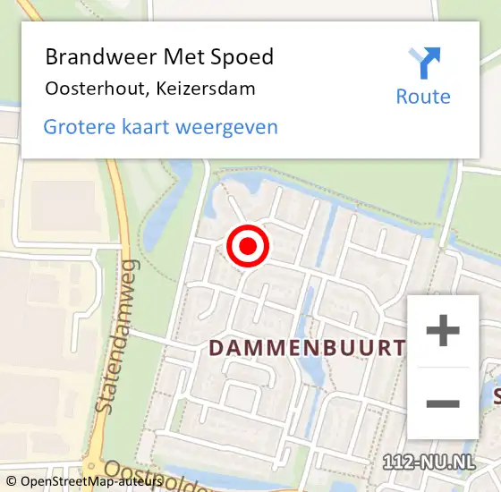 Locatie op kaart van de 112 melding: Brandweer Met Spoed Naar Oosterhout, Keizersdam op 21 juni 2021 10:48