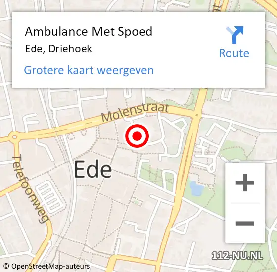 Locatie op kaart van de 112 melding: Ambulance Met Spoed Naar Ede, Driehoek op 21 juni 2021 11:03