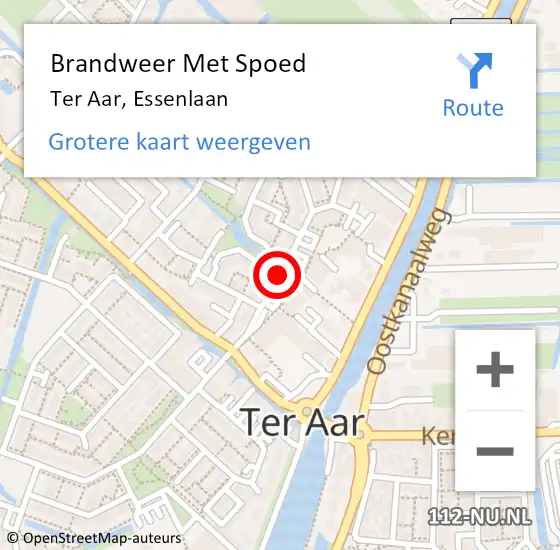 Locatie op kaart van de 112 melding: Brandweer Met Spoed Naar Ter Aar, Essenlaan op 21 juni 2021 11:20