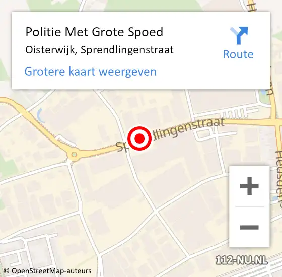 Locatie op kaart van de 112 melding: Politie Met Grote Spoed Naar Oisterwijk, Sprendlingenstraat op 21 juni 2021 11:54