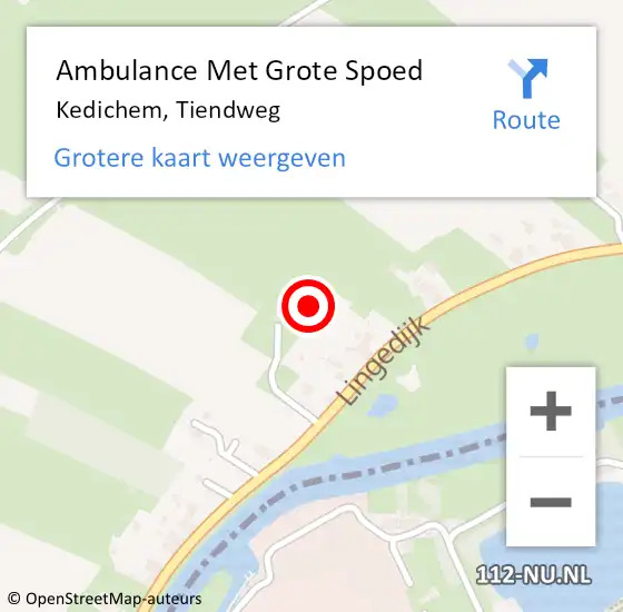 Locatie op kaart van de 112 melding: Ambulance Met Grote Spoed Naar Kedichem, Tiendweg op 21 juni 2021 11:59