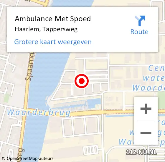 Locatie op kaart van de 112 melding: Ambulance Met Spoed Naar Haarlem, Tappersweg op 21 juni 2021 11:59