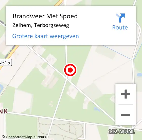 Locatie op kaart van de 112 melding: Brandweer Met Spoed Naar Zelhem, Terborgseweg op 21 juni 2021 12:02