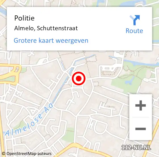 Locatie op kaart van de 112 melding: Politie Almelo, Schuttenstraat op 21 juni 2021 12:10