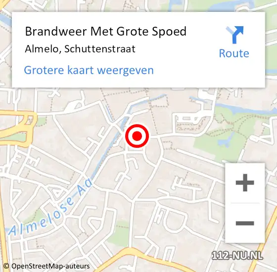 Locatie op kaart van de 112 melding: Brandweer Met Grote Spoed Naar Almelo, Schuttenstraat op 21 juni 2021 12:11