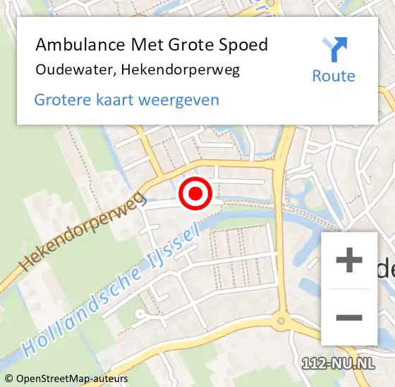 Locatie op kaart van de 112 melding: Ambulance Met Grote Spoed Naar Oudewater, Hekendorperweg op 21 juni 2021 12:24