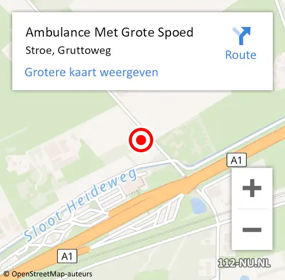 Locatie op kaart van de 112 melding: Ambulance Met Grote Spoed Naar Stroe, Gruttoweg op 21 juni 2021 12:48