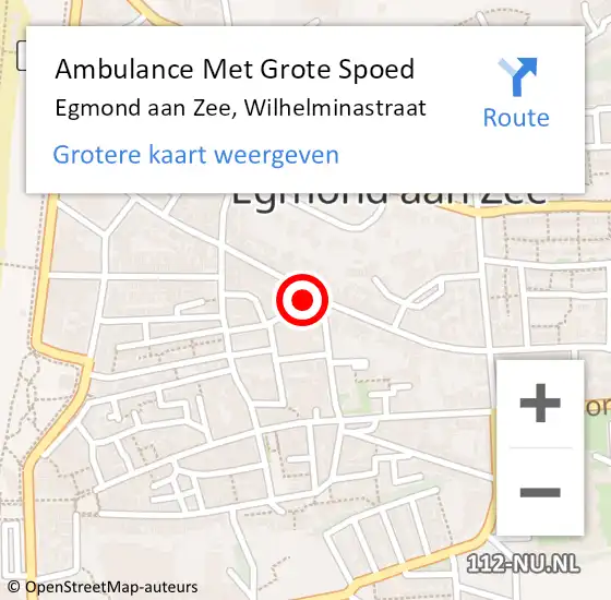 Locatie op kaart van de 112 melding: Ambulance Met Grote Spoed Naar Egmond aan Zee, Wilhelminastraat op 13 juni 2014 23:27