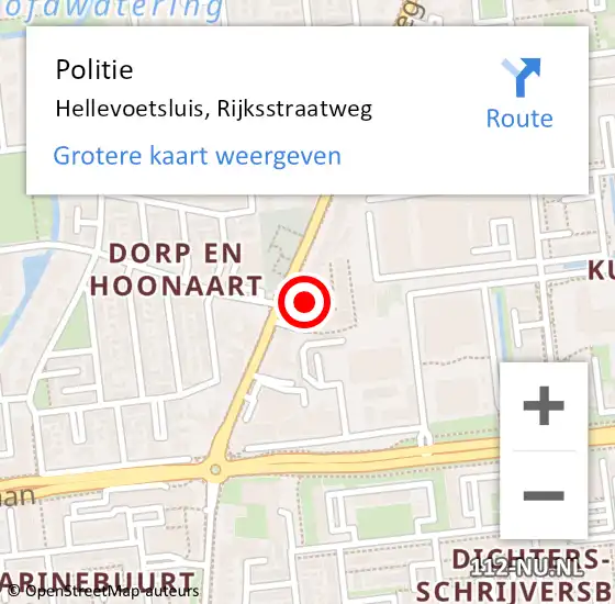 Locatie op kaart van de 112 melding: Politie Hellevoetsluis, Rijksstraatweg op 21 juni 2021 12:59