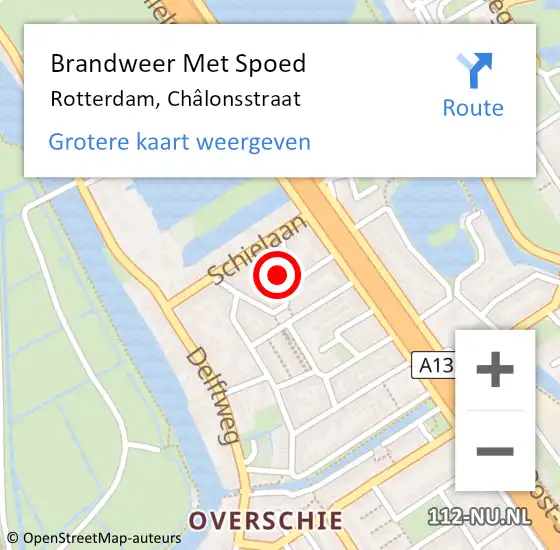 Locatie op kaart van de 112 melding: Brandweer Met Spoed Naar Rotterdam, Châlonsstraat op 21 juni 2021 12:59