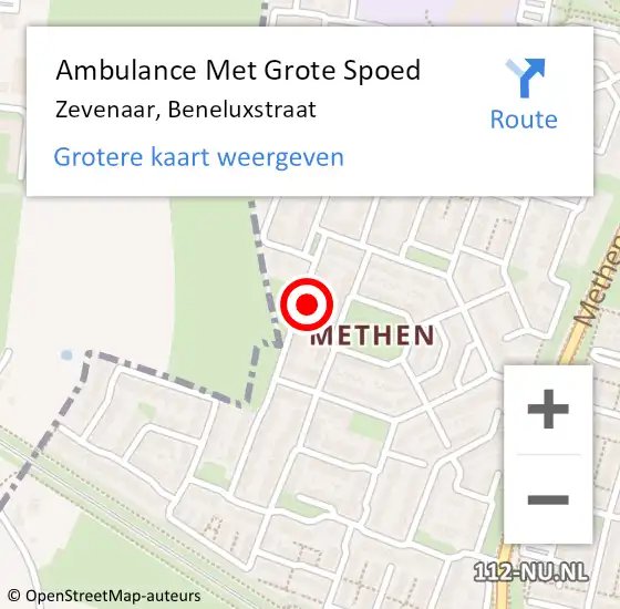 Locatie op kaart van de 112 melding: Ambulance Met Grote Spoed Naar Zevenaar, Beneluxstraat op 21 juni 2021 13:10