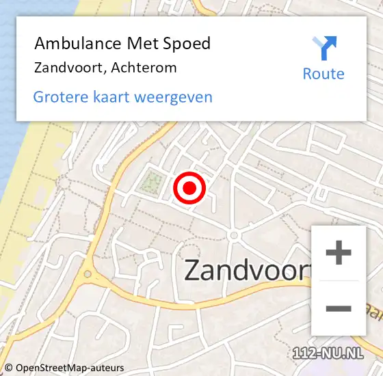 Locatie op kaart van de 112 melding: Ambulance Met Spoed Naar Zandvoort, Achterom op 21 juni 2021 13:17