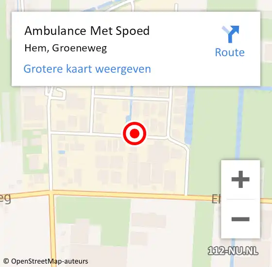 Locatie op kaart van de 112 melding: Ambulance Met Spoed Naar Hem, Groeneweg op 21 juni 2021 13:31