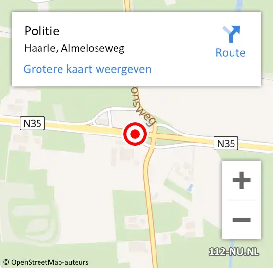 Locatie op kaart van de 112 melding: Politie Haarle, Almeloseweg op 21 juni 2021 13:39