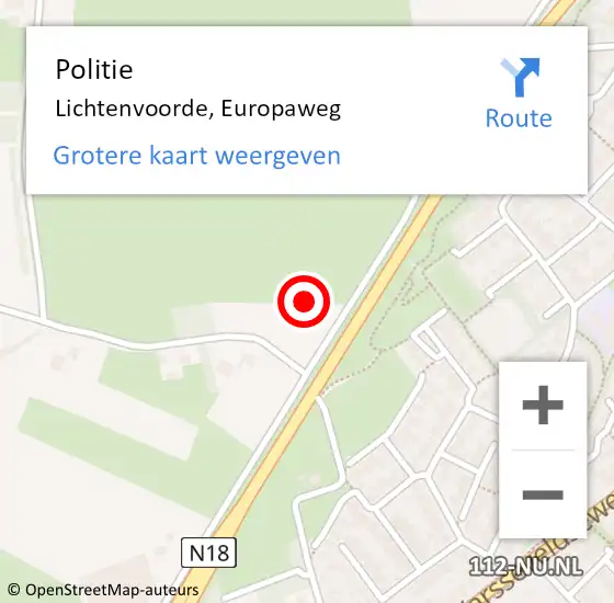 Locatie op kaart van de 112 melding: Politie Lichtenvoorde, Europaweg op 21 juni 2021 13:45