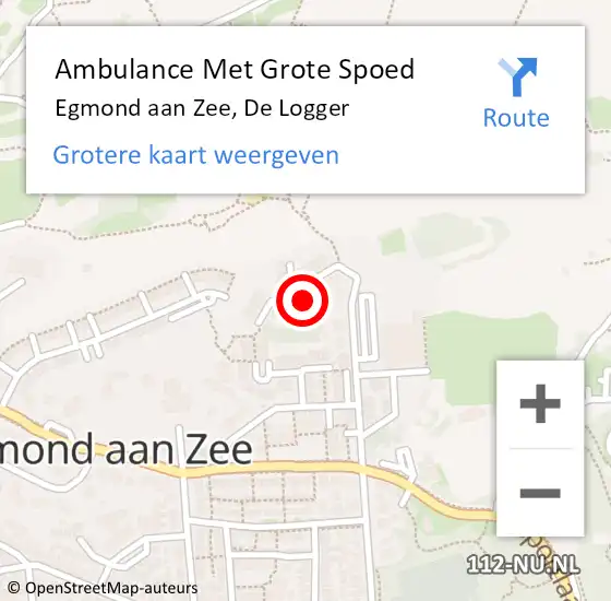 Locatie op kaart van de 112 melding: Ambulance Met Grote Spoed Naar Egmond aan Zee, De Logger op 21 juni 2021 14:14