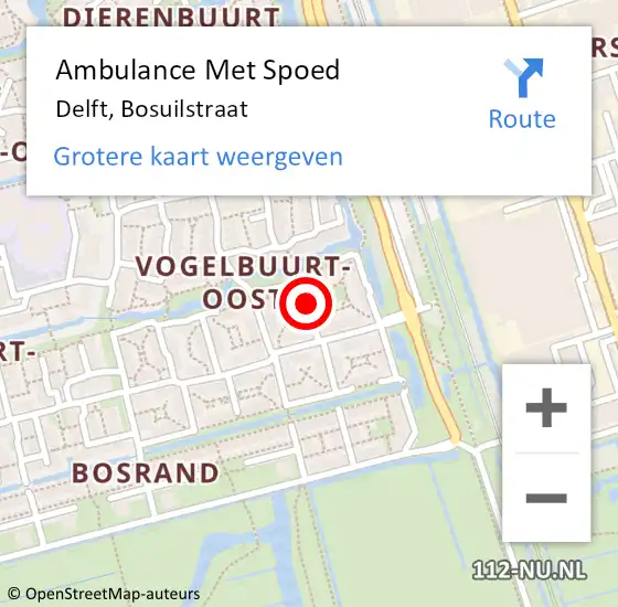 Locatie op kaart van de 112 melding: Ambulance Met Spoed Naar Delft, Bosuilstraat op 21 juni 2021 14:30