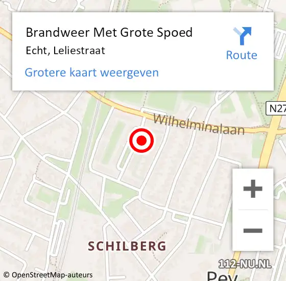 Locatie op kaart van de 112 melding: Brandweer Met Grote Spoed Naar Echt, Leliestraat op 21 juni 2021 14:33