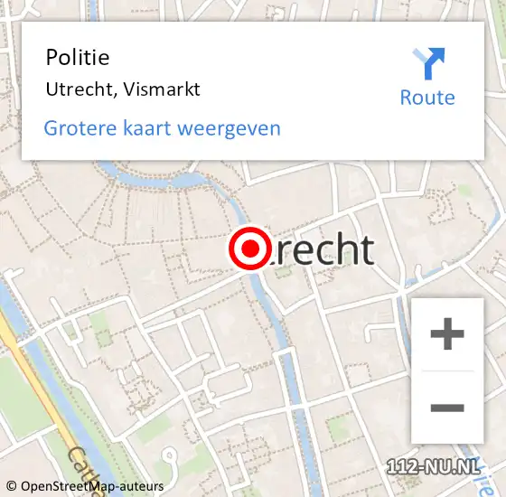 Locatie op kaart van de 112 melding: Politie Utrecht, Vismarkt op 13 juni 2014 23:38