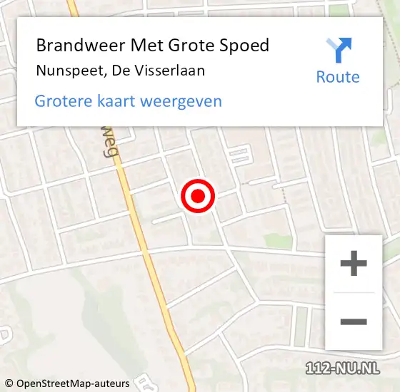 Locatie op kaart van de 112 melding: Brandweer Met Grote Spoed Naar Nunspeet, De Visserlaan op 21 juni 2021 14:48