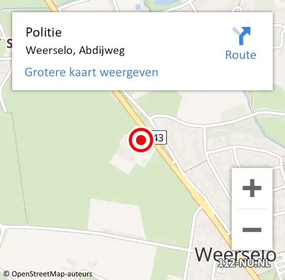Locatie op kaart van de 112 melding: Politie Weerselo, Abdijweg op 21 juni 2021 14:57