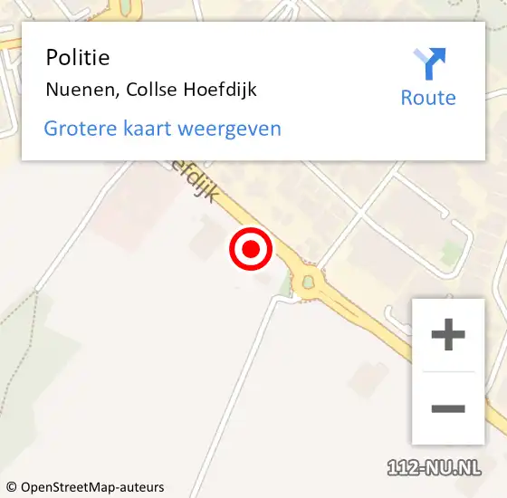 Locatie op kaart van de 112 melding: Politie Nuenen, Collse Hoefdijk op 21 juni 2021 15:07