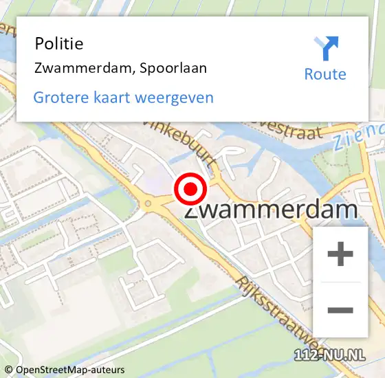 Locatie op kaart van de 112 melding: Politie Zwammerdam, Spoorlaan op 21 juni 2021 15:08