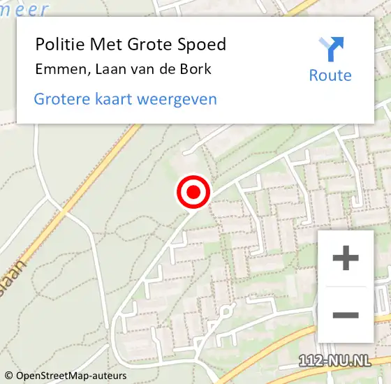 Locatie op kaart van de 112 melding: Politie Met Grote Spoed Naar Emmen, Laan van de Bork op 21 juni 2021 15:11