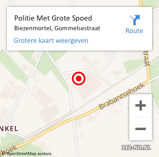 Locatie op kaart van de 112 melding: Politie Met Grote Spoed Naar Biezenmortel, Gommelsestraat op 21 juni 2021 15:15