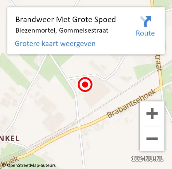 Locatie op kaart van de 112 melding: Brandweer Met Grote Spoed Naar Biezenmortel, Gommelsestraat op 21 juni 2021 15:15
