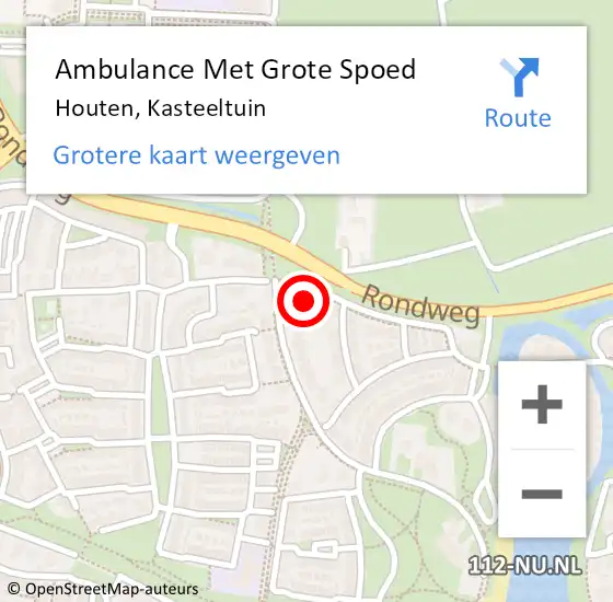 Locatie op kaart van de 112 melding: Ambulance Met Grote Spoed Naar Houten, Kasteeltuin op 13 juni 2014 23:41