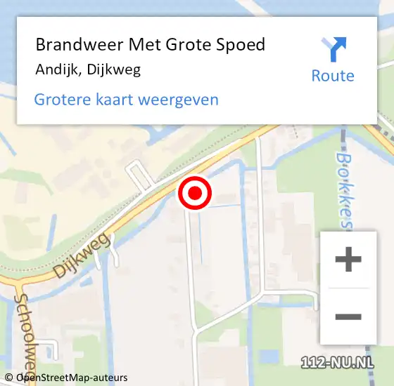 Locatie op kaart van de 112 melding: Brandweer Met Grote Spoed Naar Andijk, Dijkweg op 21 juni 2021 15:17