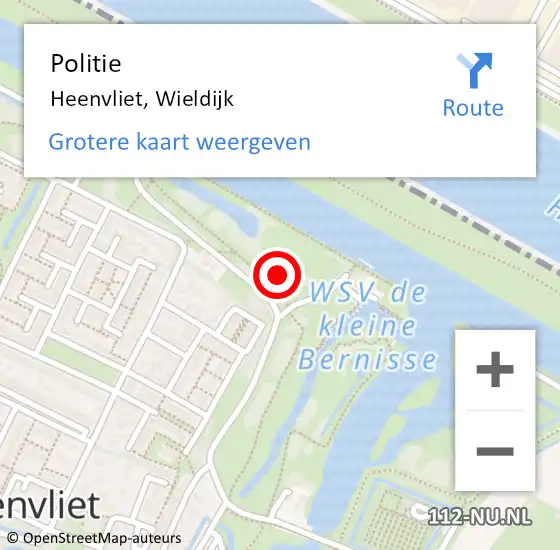 Locatie op kaart van de 112 melding: Politie Heenvliet, Wieldijk op 21 juni 2021 15:43