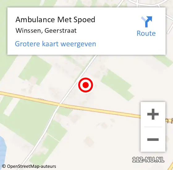 Locatie op kaart van de 112 melding: Ambulance Met Spoed Naar Winssen, Geerstraat op 21 juni 2021 15:53